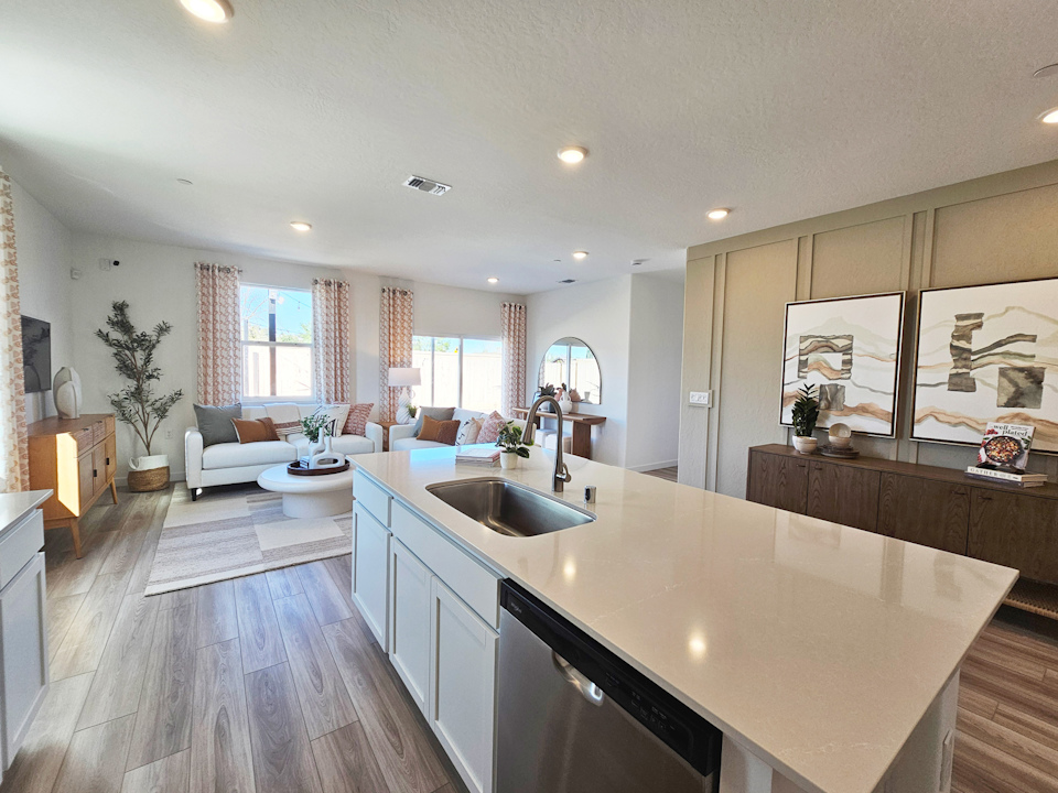 A large kitchen with a large island.