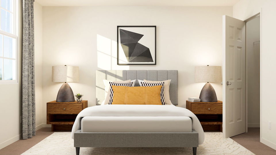 A white couch in a room.