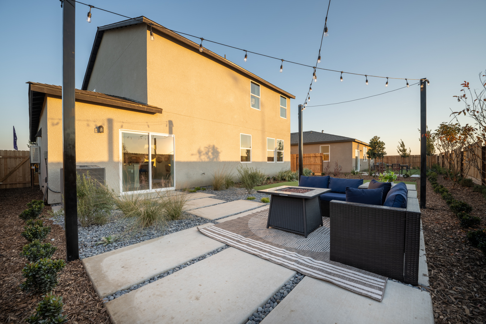 A house with a pool.