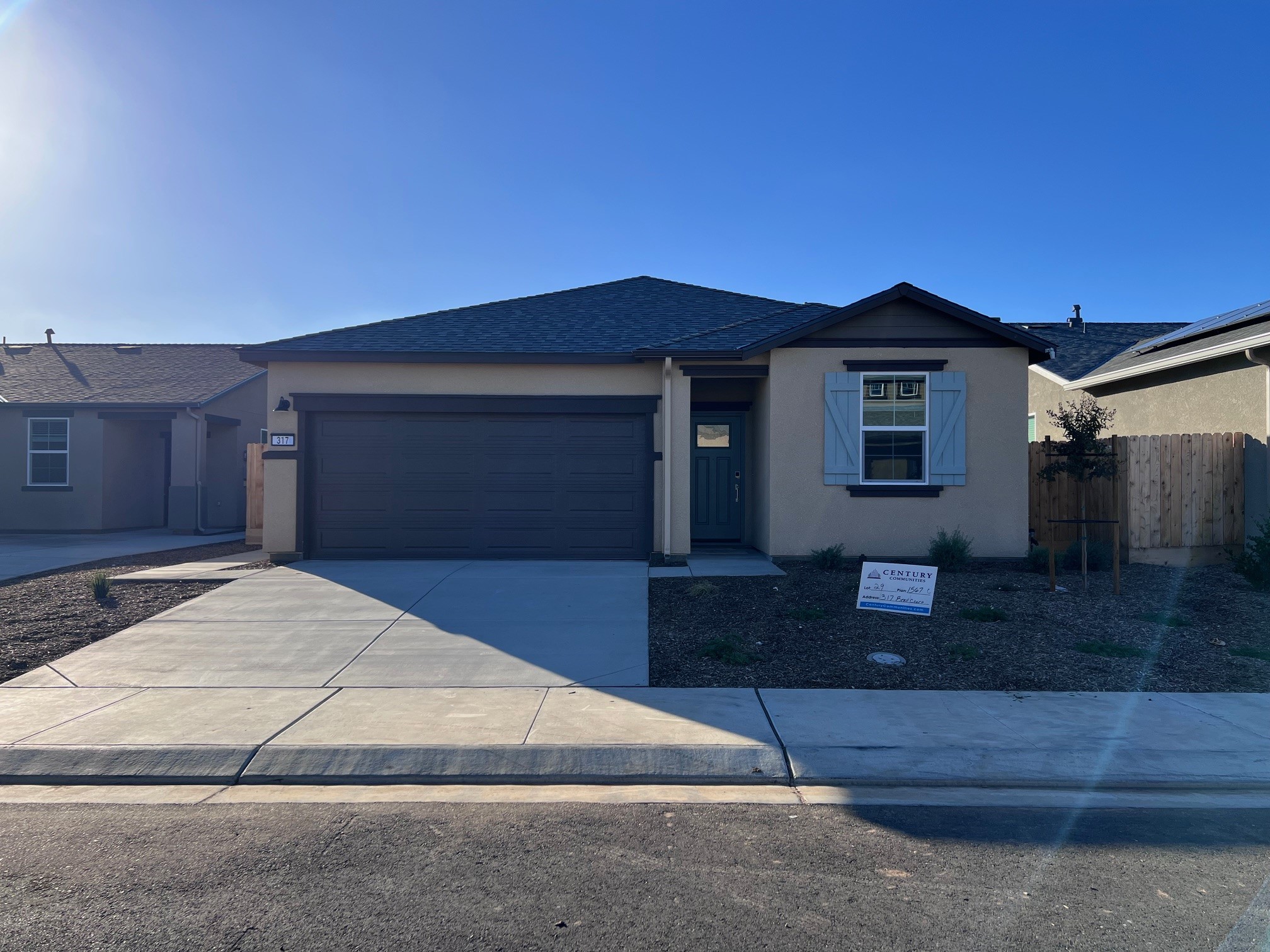 A house with a garage.