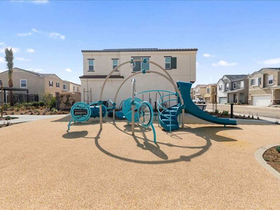 A playground with a slide.