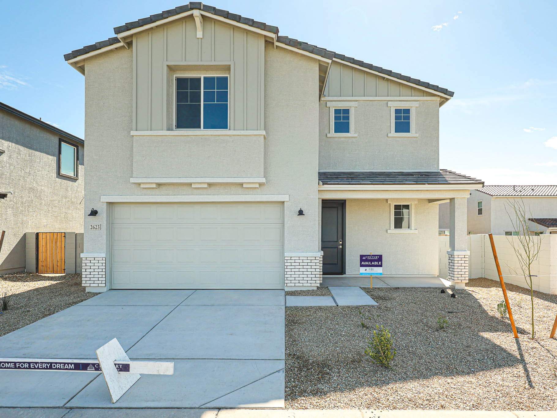 A house with a garage.