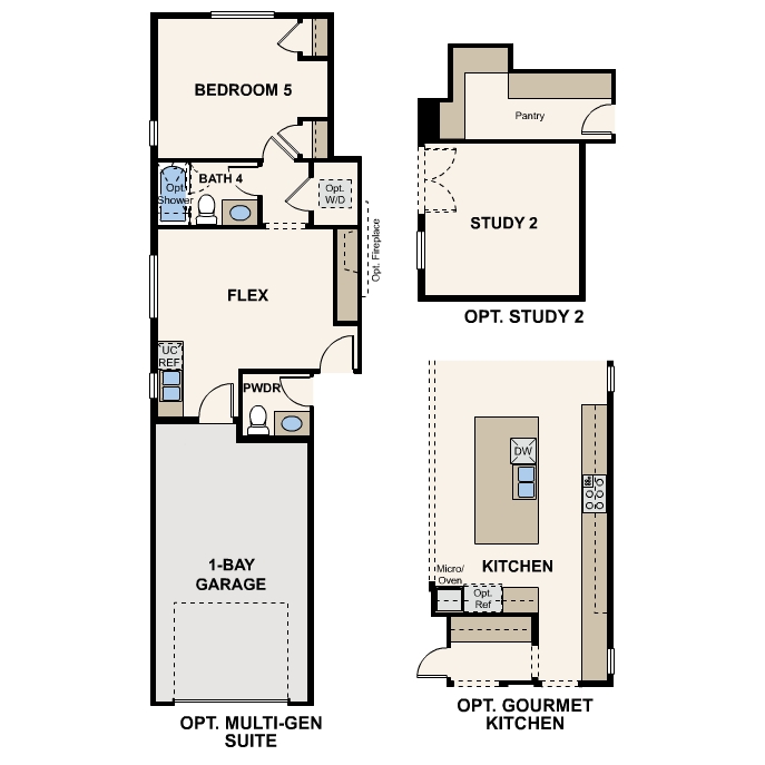 Diagram, engineering drawing. Harvard Floorplan, Main Level Options