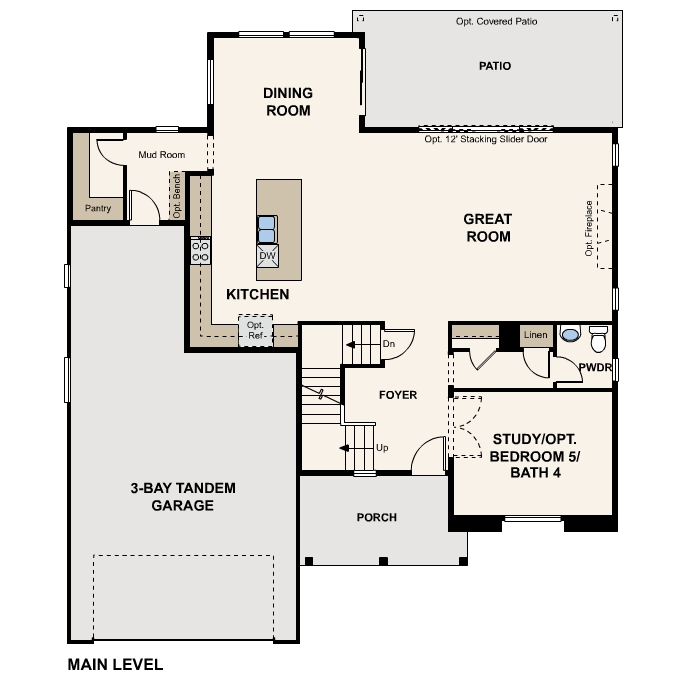 Diagram, engineering drawing. Princeton II Floorplan, Main Level