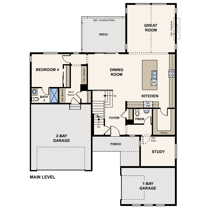 Diagram, engineering drawing. Wellesley Floorplan, Main Level