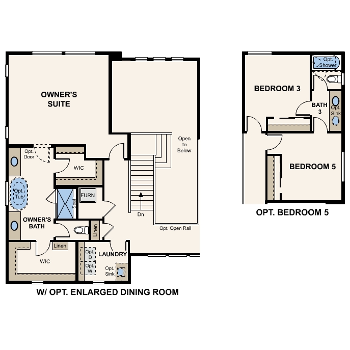 Diagram, engineering drawing. Wellesley Floorplan, Upper Level Options
