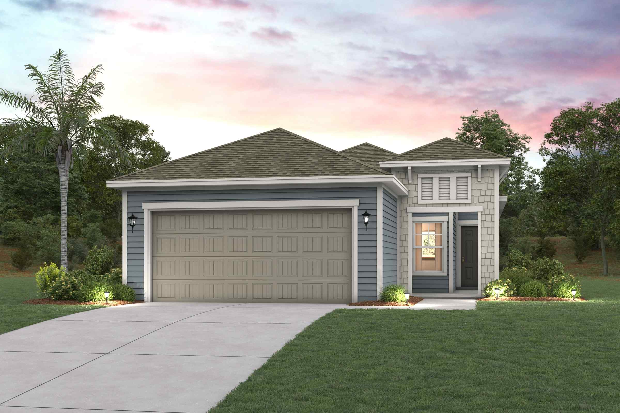 A house with a garage.