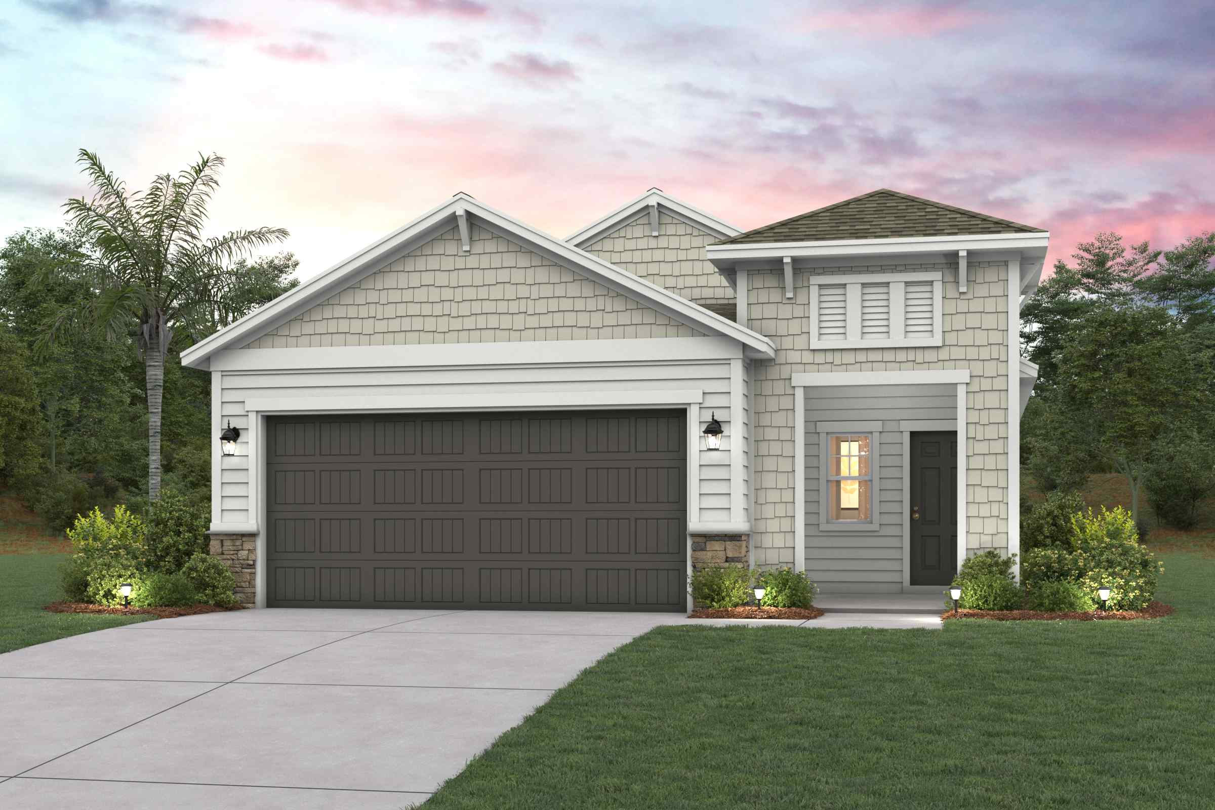 A house with a garage.