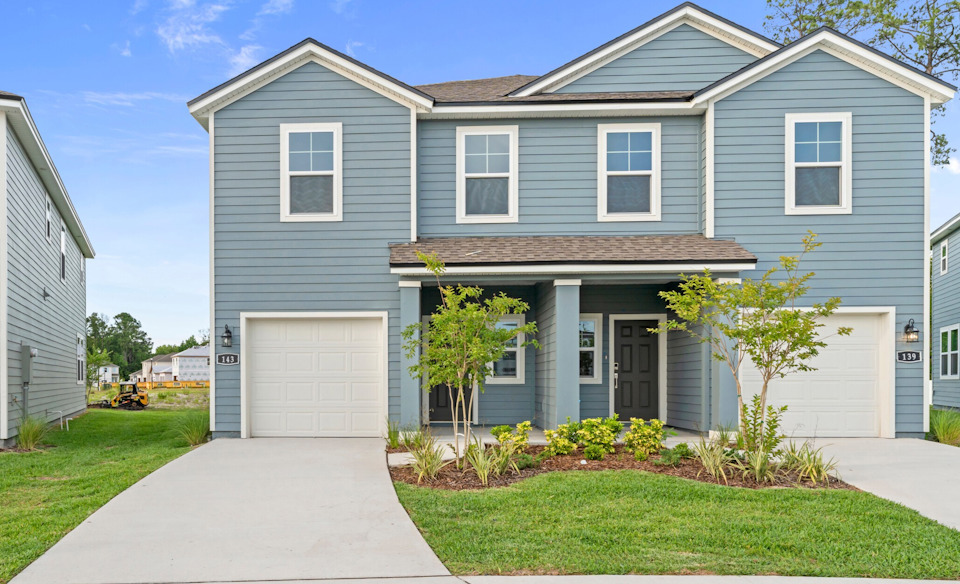A house with a driveway.