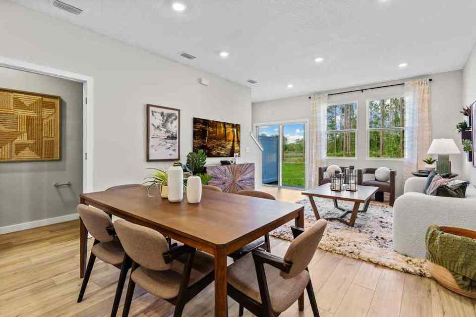 A large dining room table.