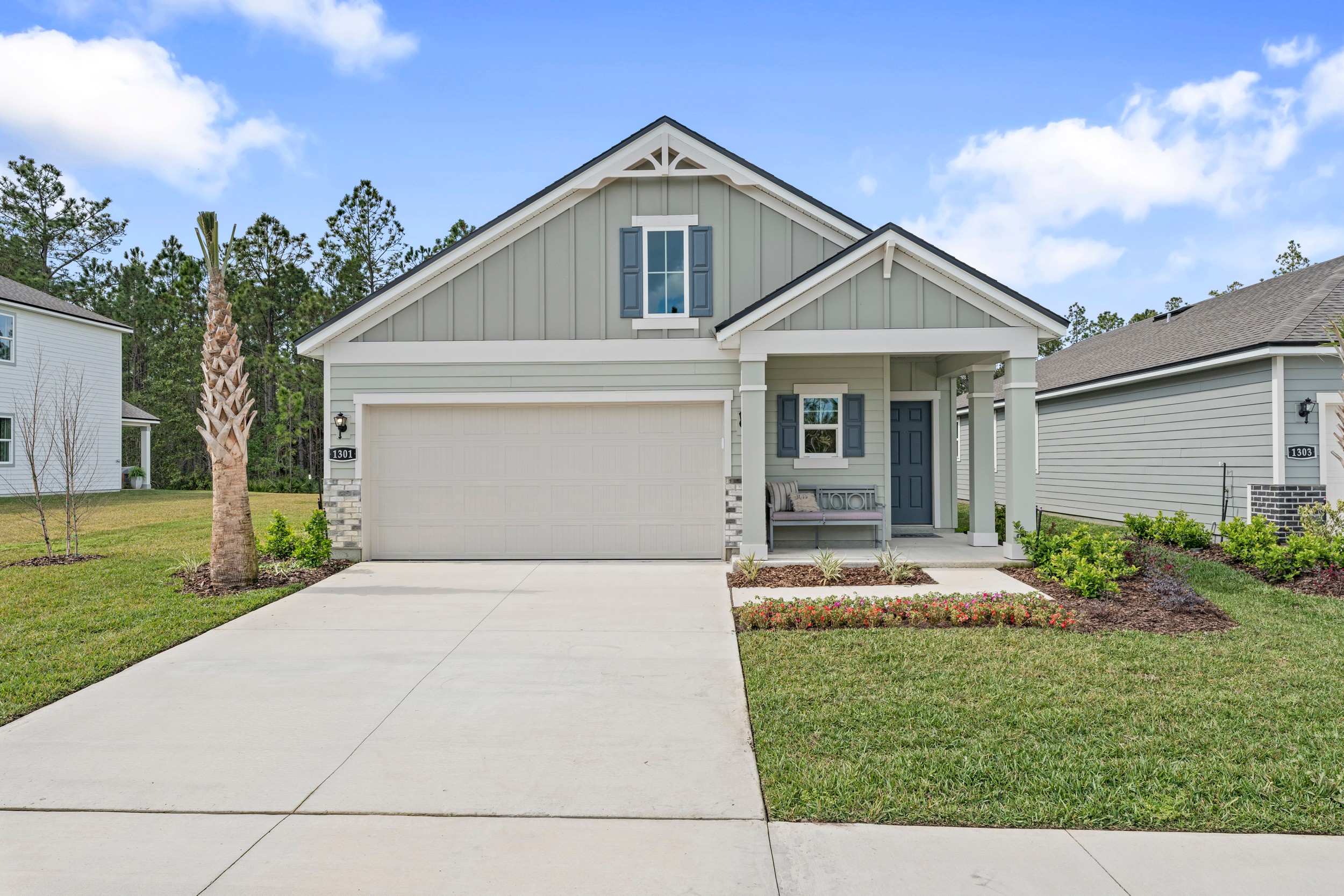 A house with a garage.
