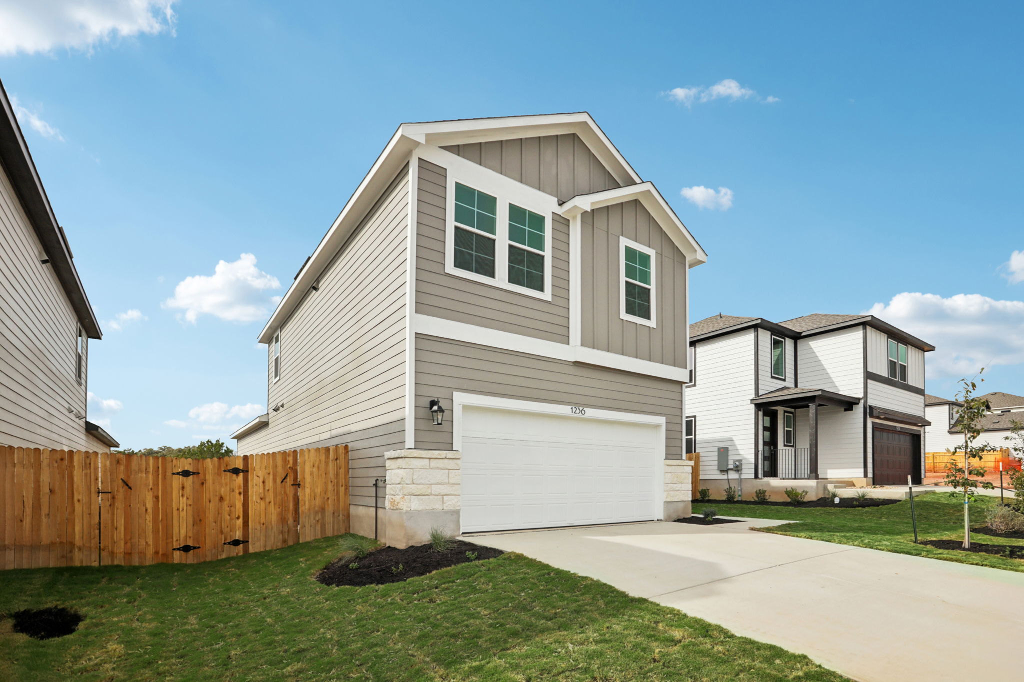 A house with a garage.
