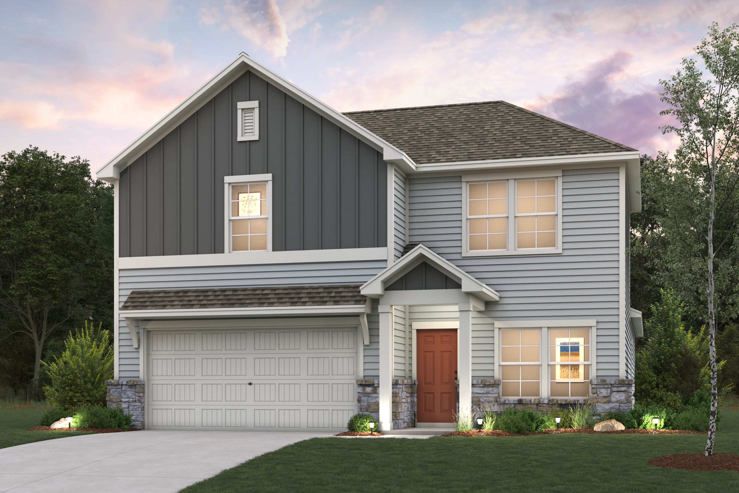 A house with a garage.