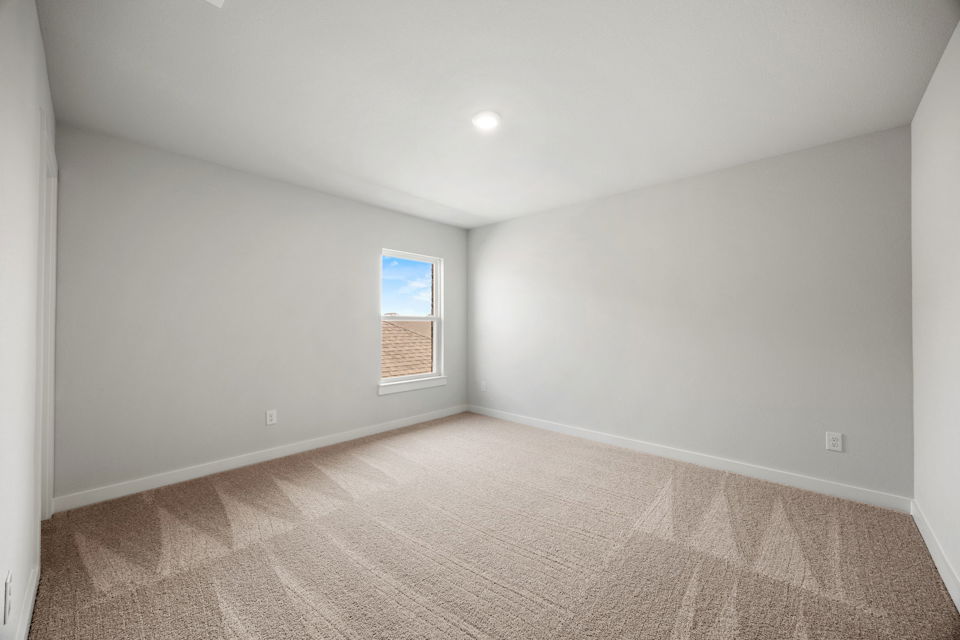 A room with a carpet and a window.