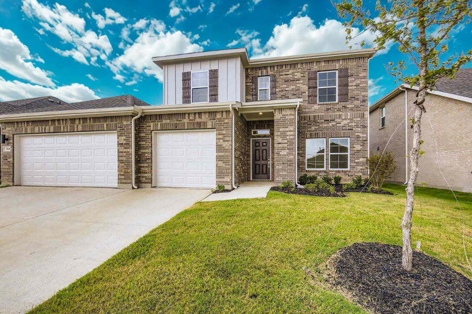 A house with a garage.