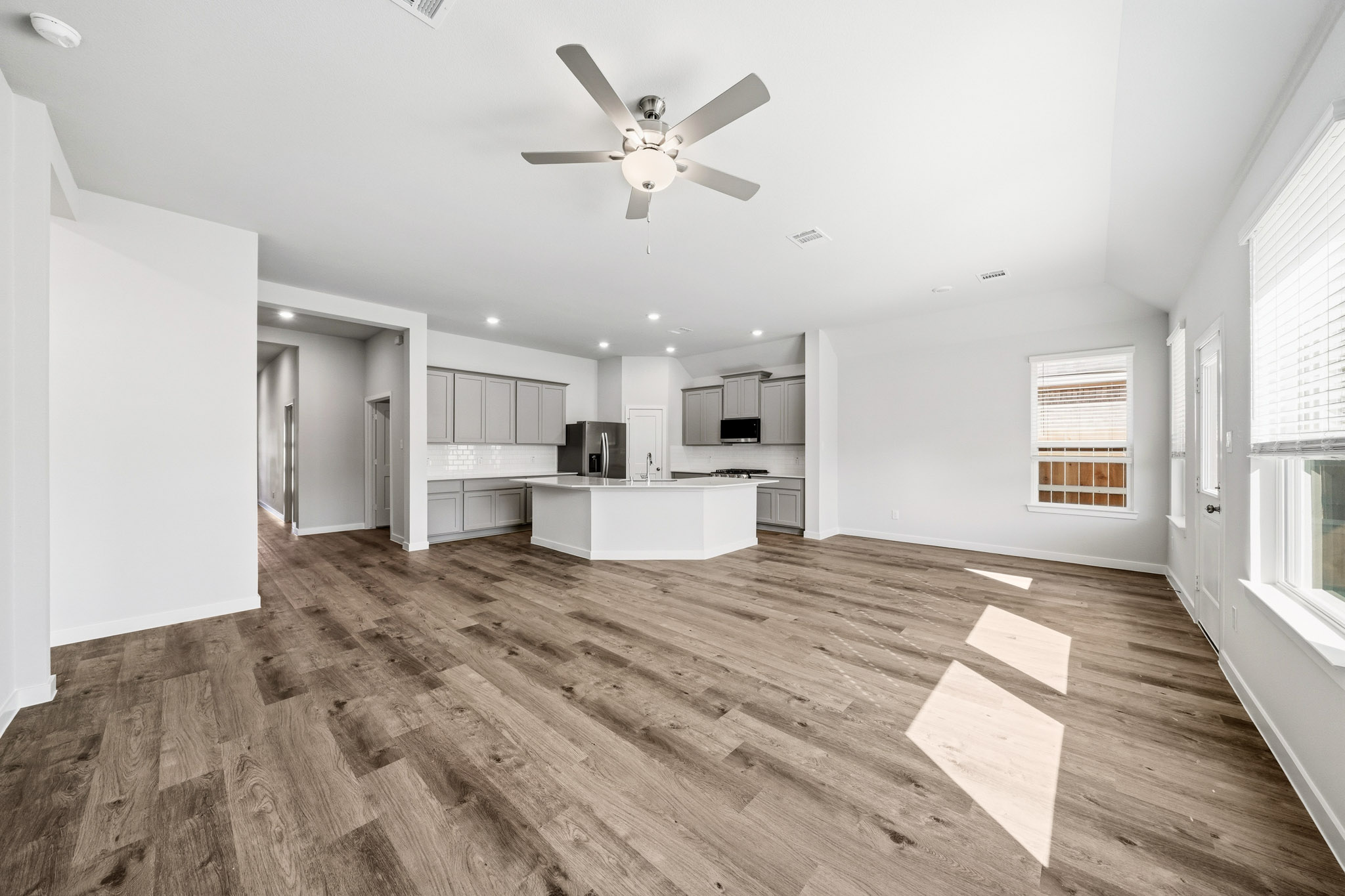 A large empty living room.
