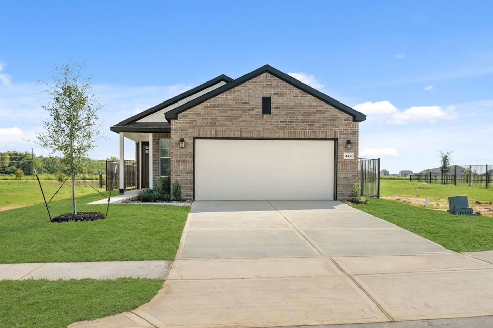 A building with a garage.