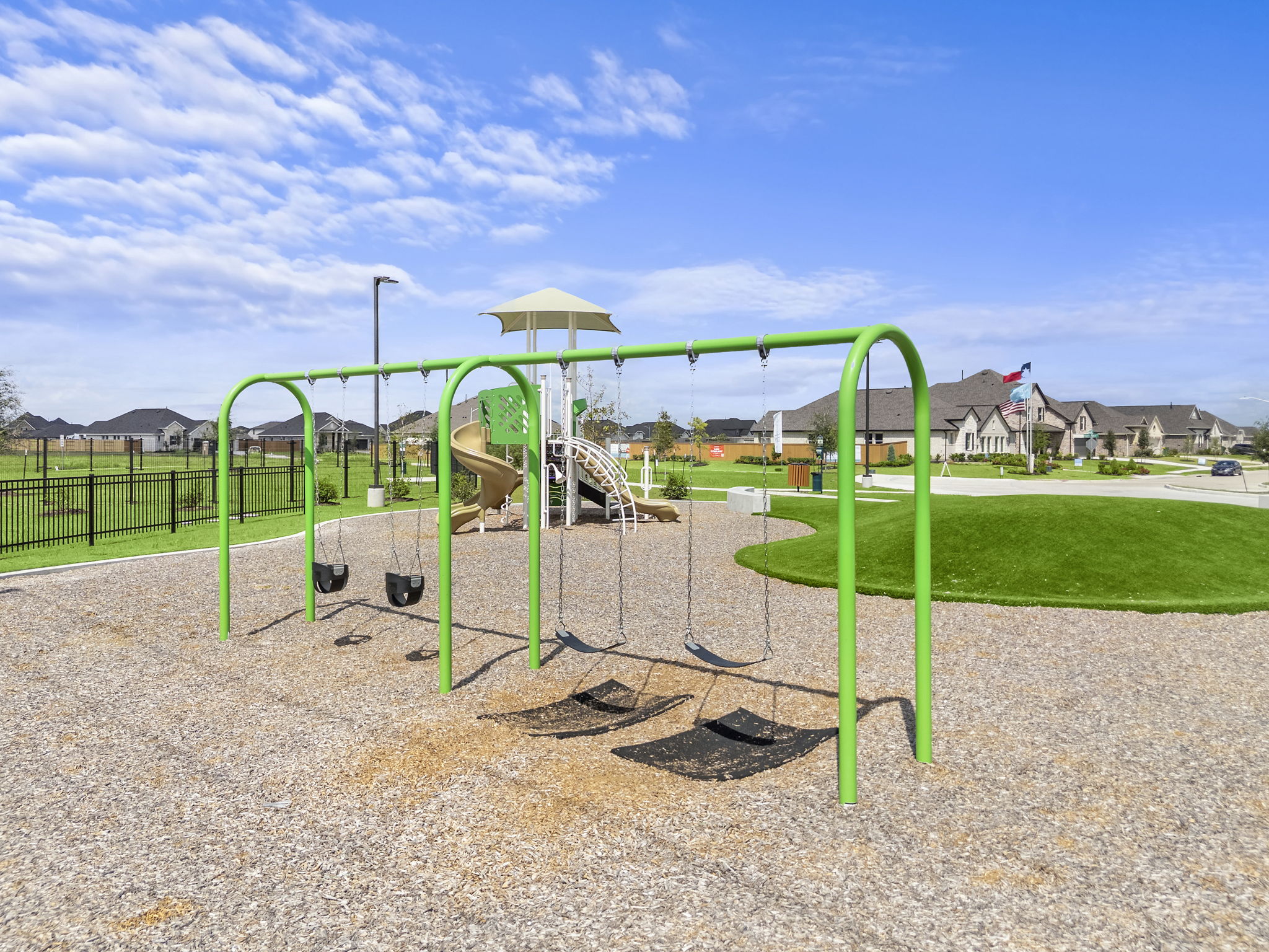 A playground with a slide.