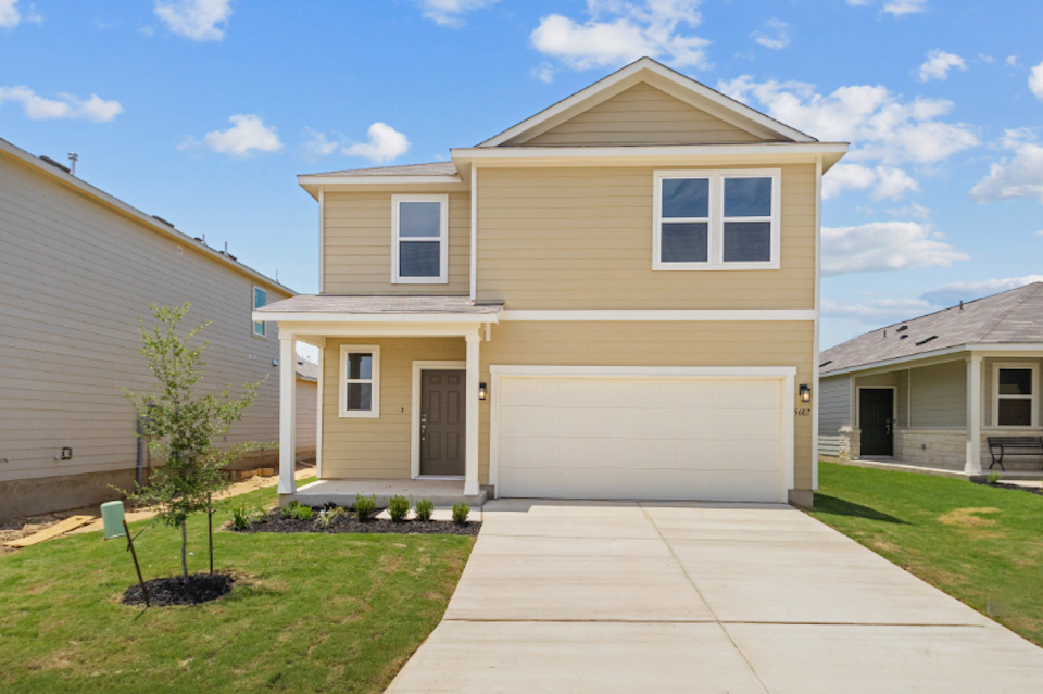 A house with a garage.