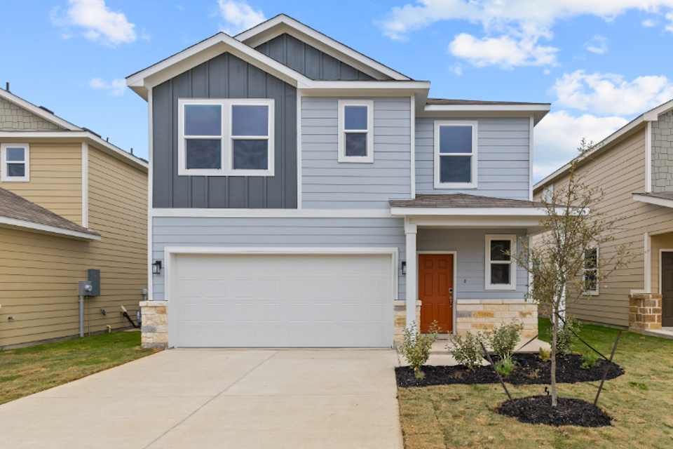 A house with a garage.