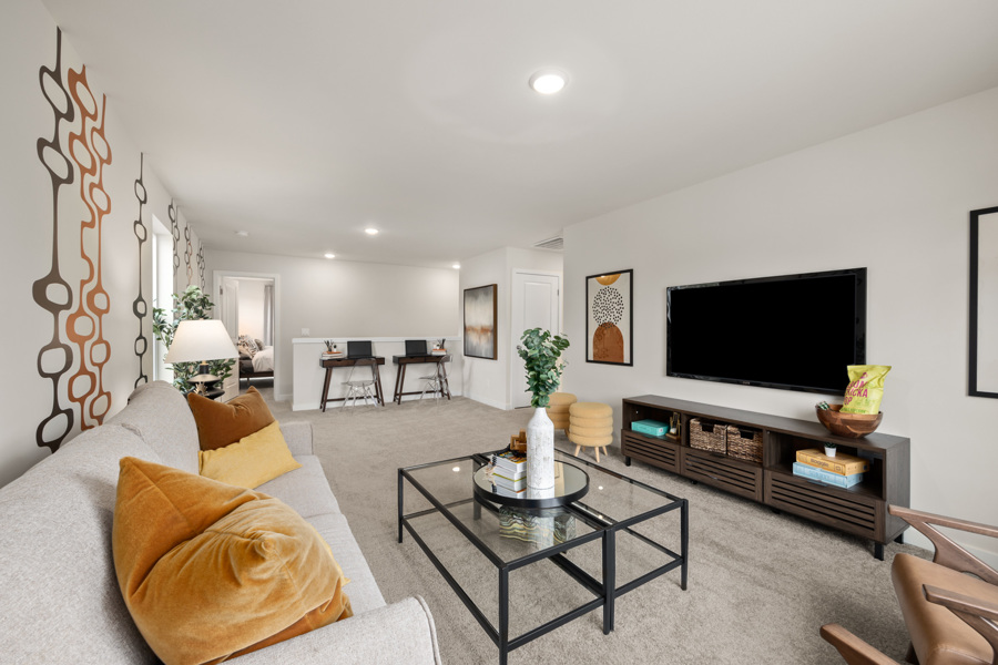 A living room with a tv and couches.