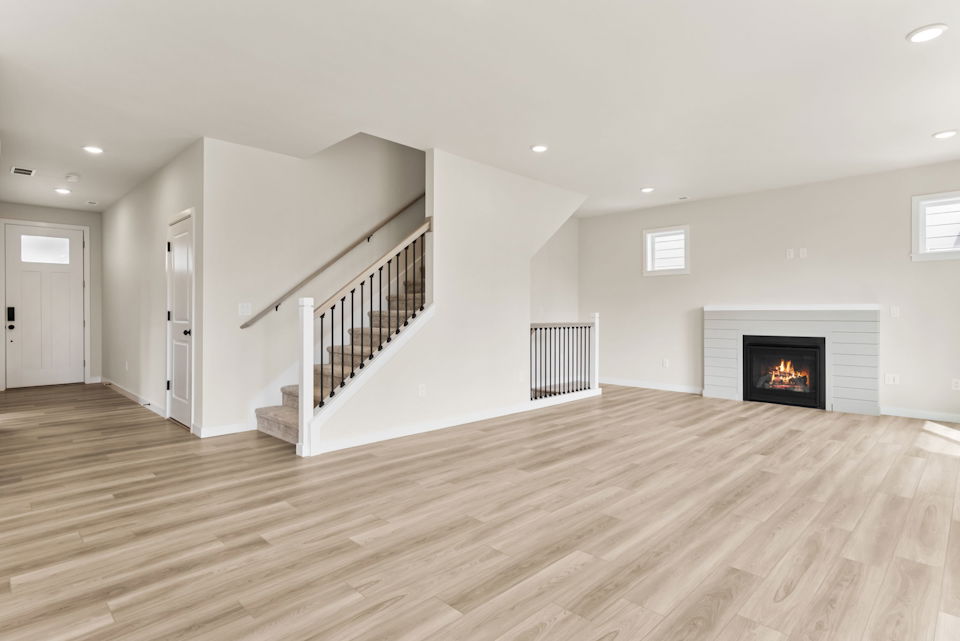 A large empty living room.