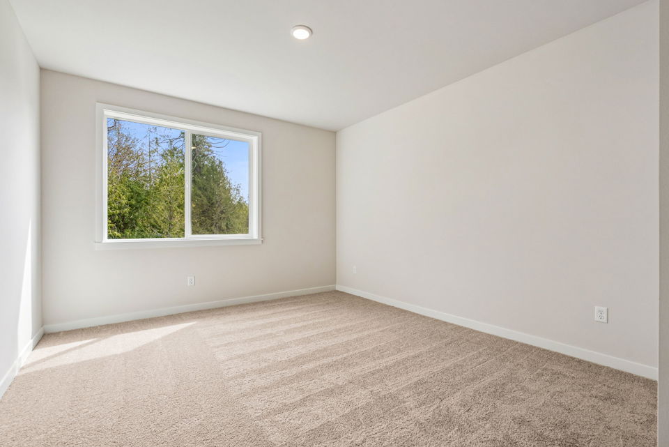 A room with a window and a carpet.