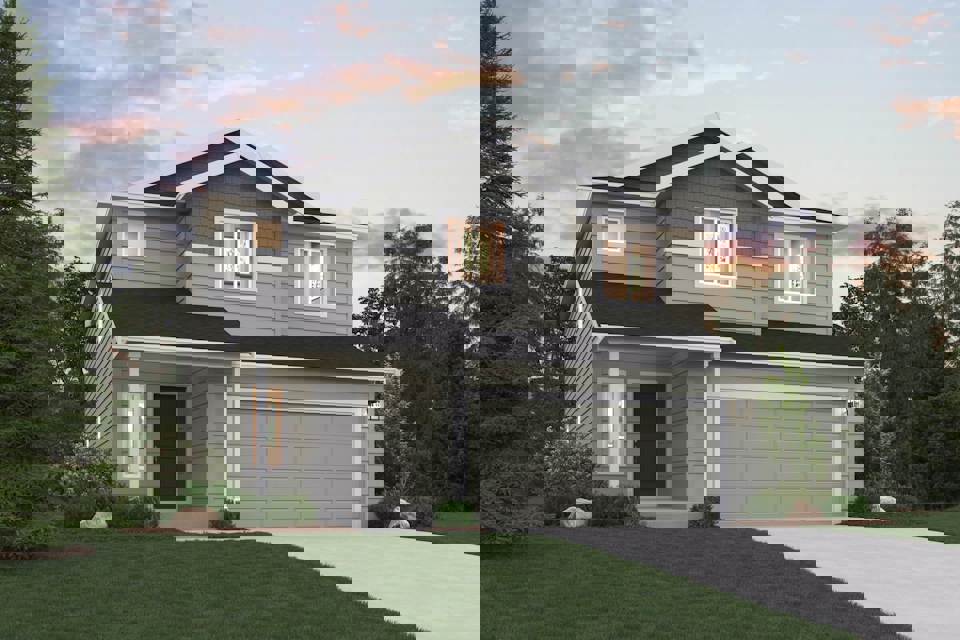 A house with a garage.