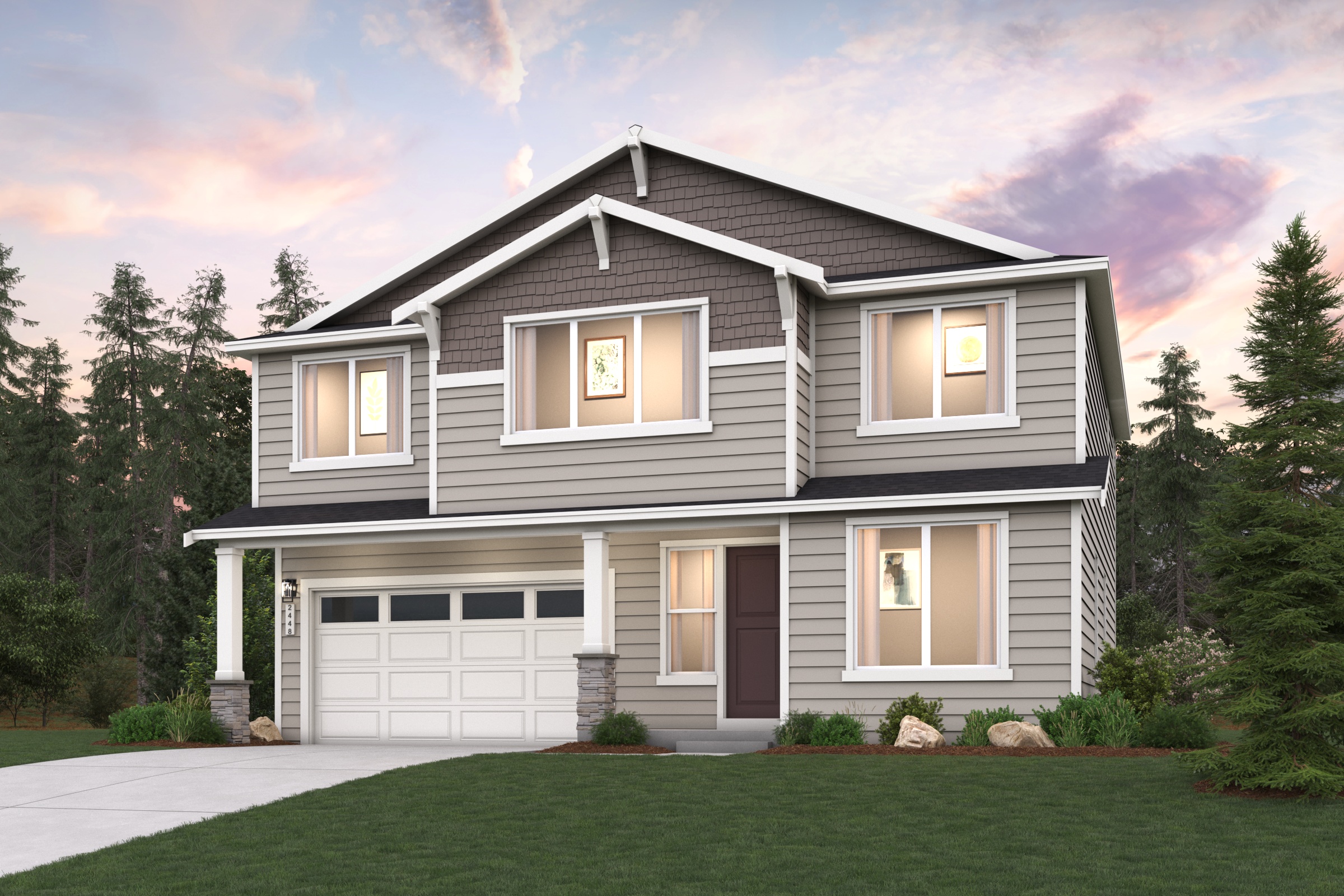 A house with a garage.