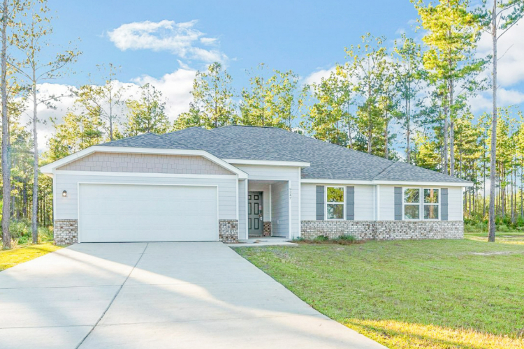A house with a driveway.