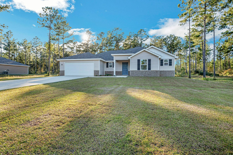 A house with a driveway.