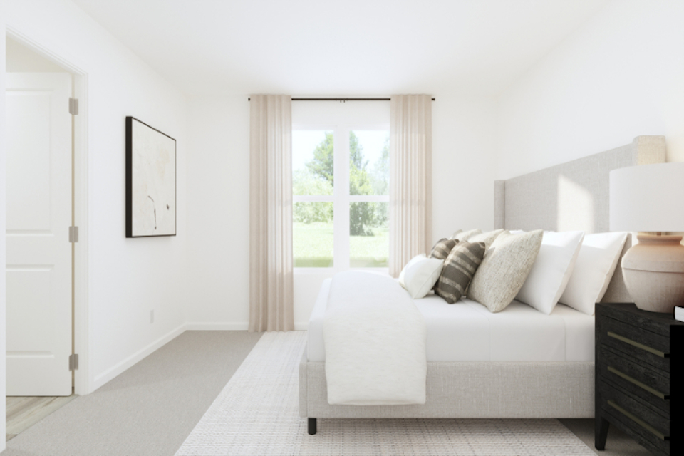 A white couch in a room.