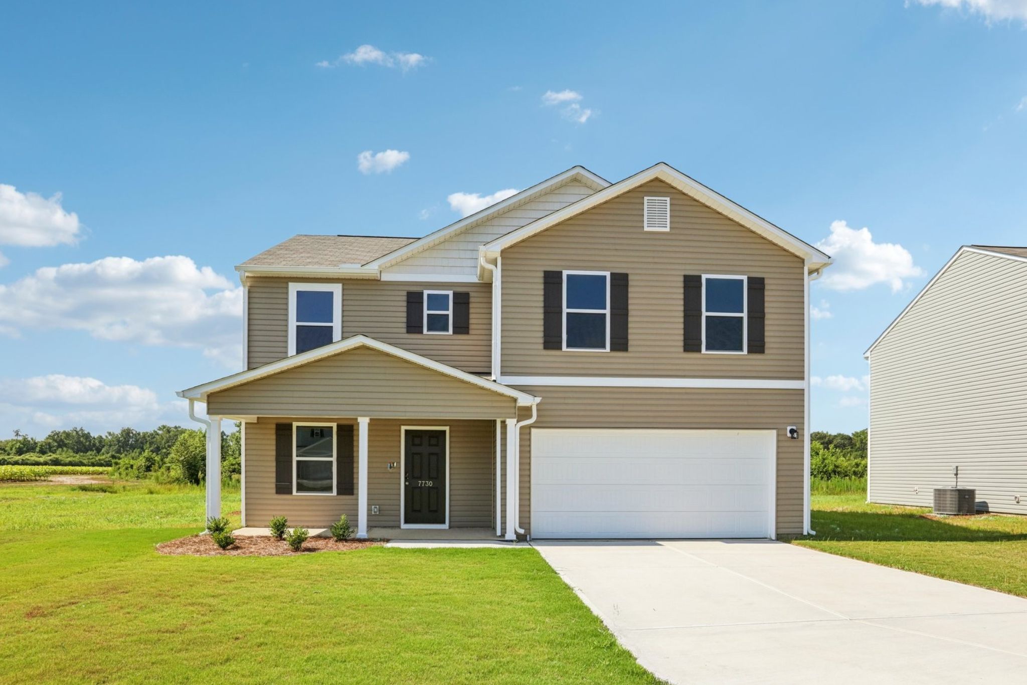 A house with a garage.