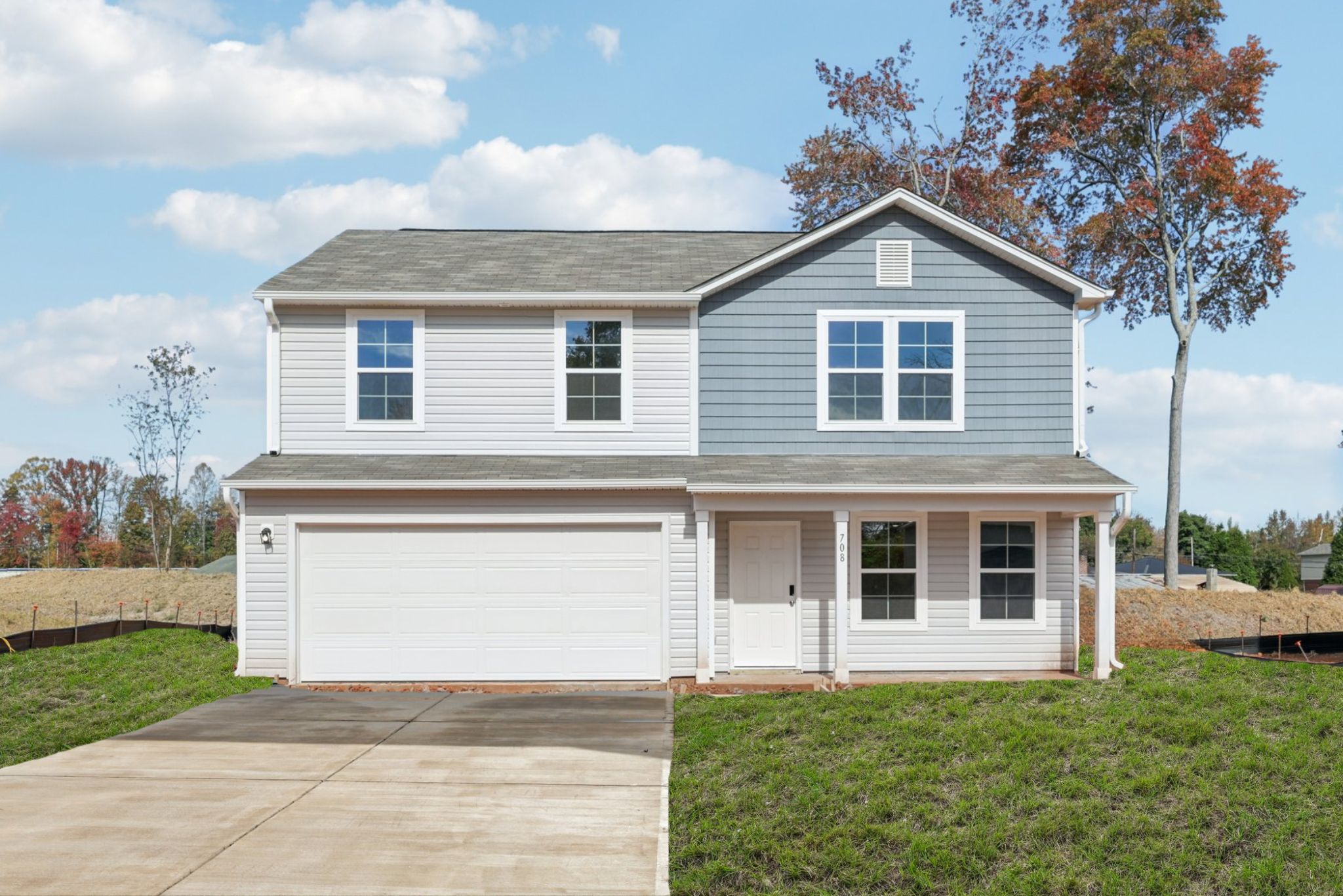 A house with a garage.