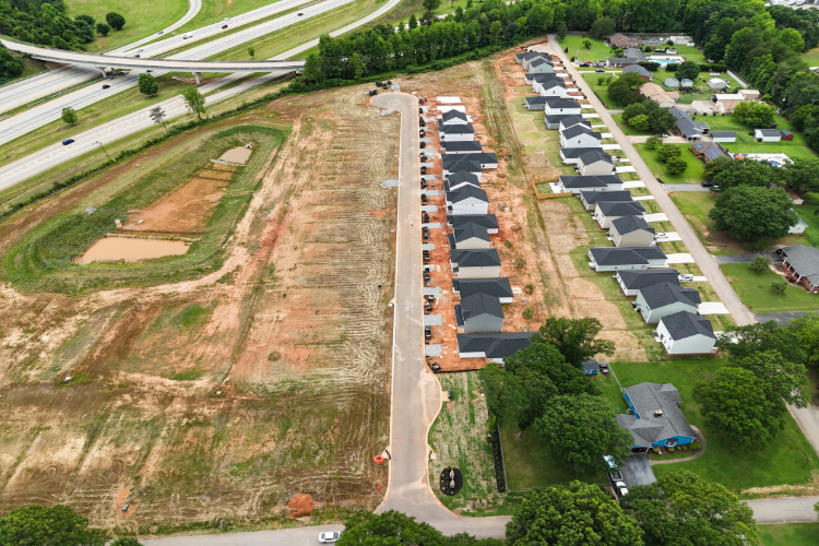 A high angle view of a road.